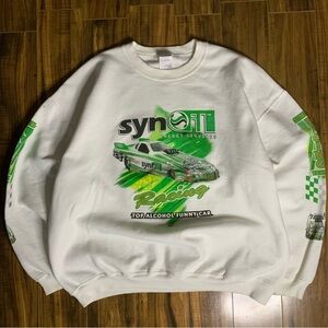 Vintage White and Green Racing Crewneck Sweater